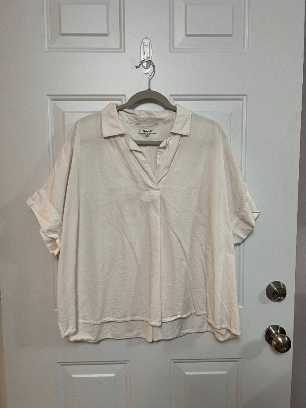 Madewell Courier Button Back Shirt Cream 3X Plus Size